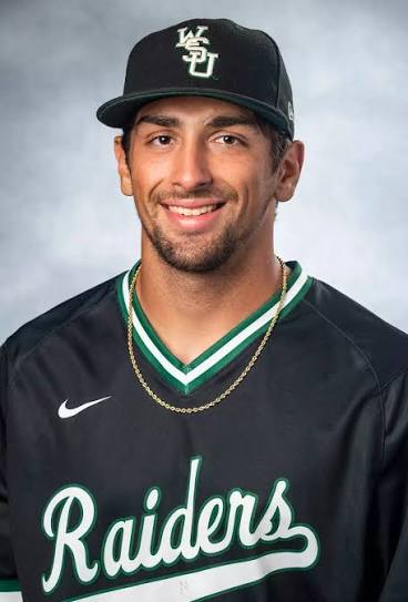 Brock Nartker, baseball performance coach, pitching for Wright State